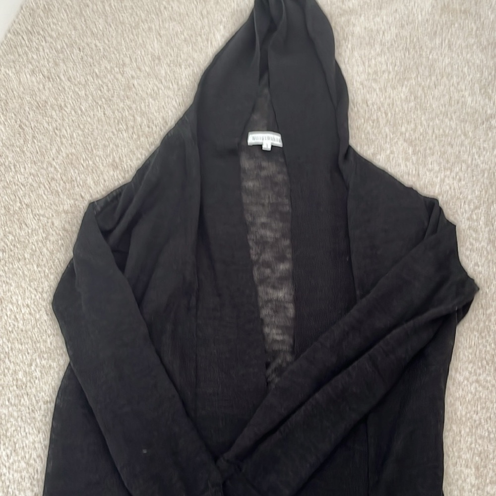 White + Warren hooded Black Hooded Women's duster